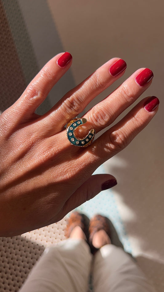 Selim Mouzannar - Petrol Horseshoe Ring