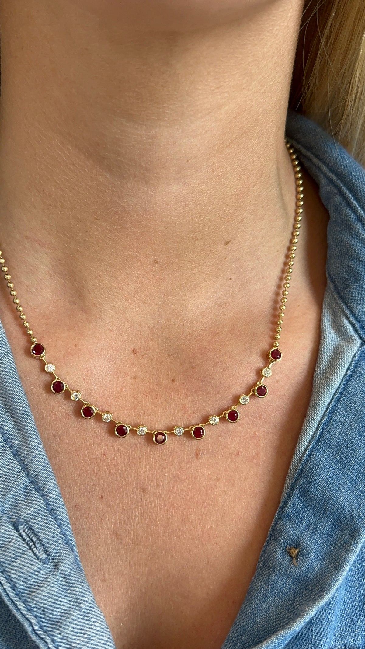 Ruby and Diamond Bezel Necklace – Henri Noël