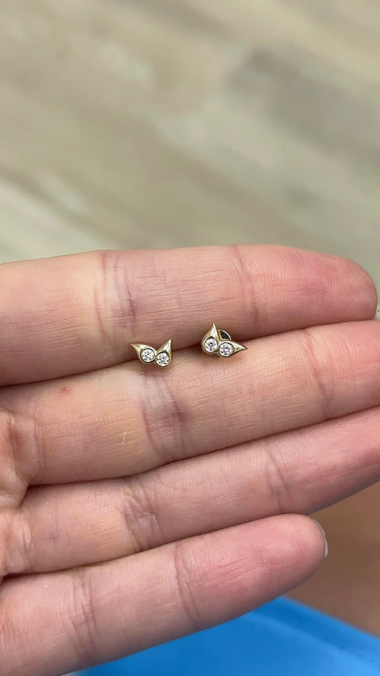 Double Diamond Tear Drop Studs