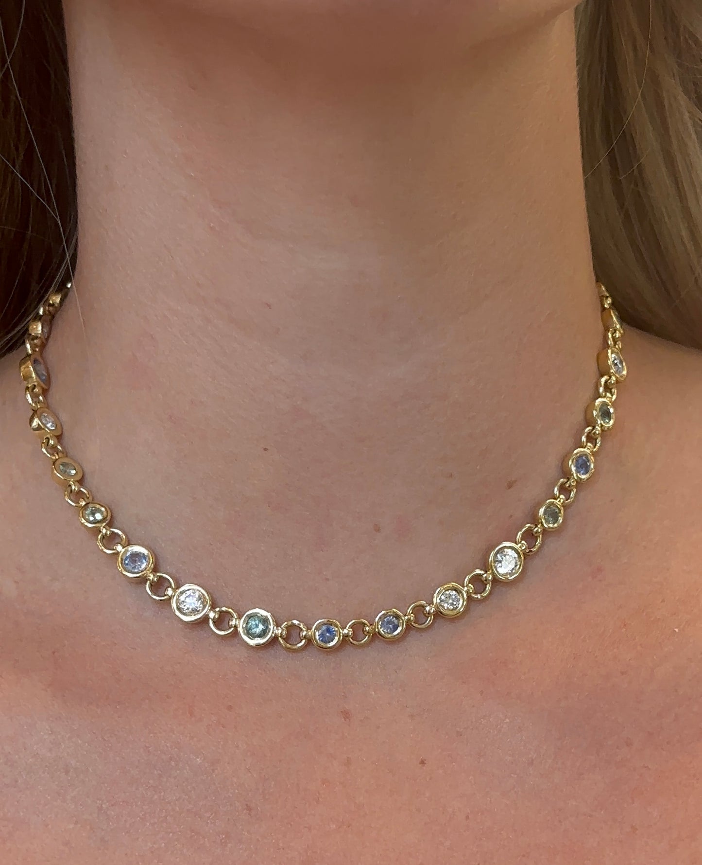 Sybil Sapphire and Diamond Tennis Necklace – Henri Noël