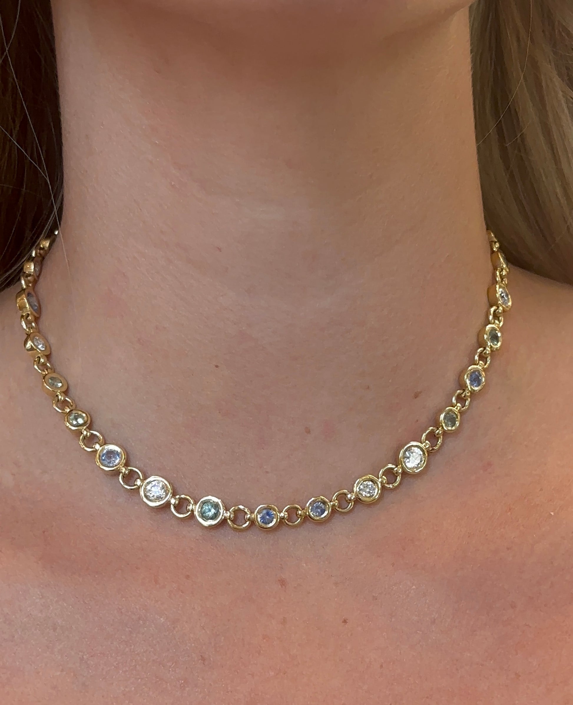 Sybil Sapphire and Diamond Tennis Necklace – Henri Noël