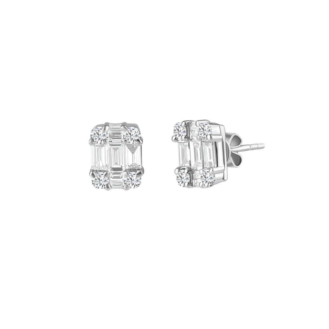 Illusion Emerald Cut Diamond Studs – Henri Noël