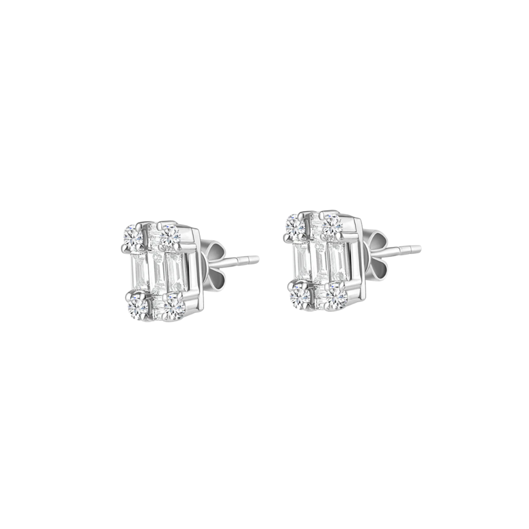 Illusion Emerald Cut Diamond Studs – Henri Noël