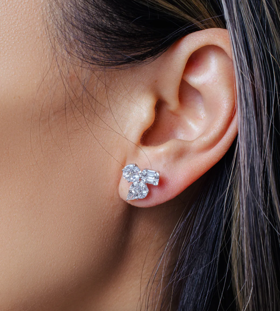 Illusion Triple Diamond Studs – Henri Noël