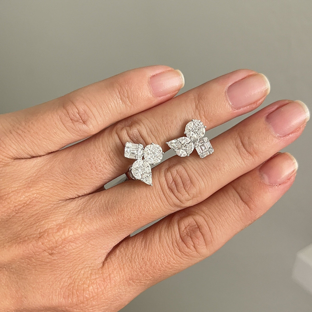 Illusion Triple Diamond Studs – Henri Noël