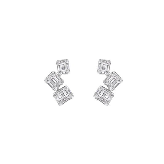 Illusion Triple Emerald Diamond Studs – Henri Noël