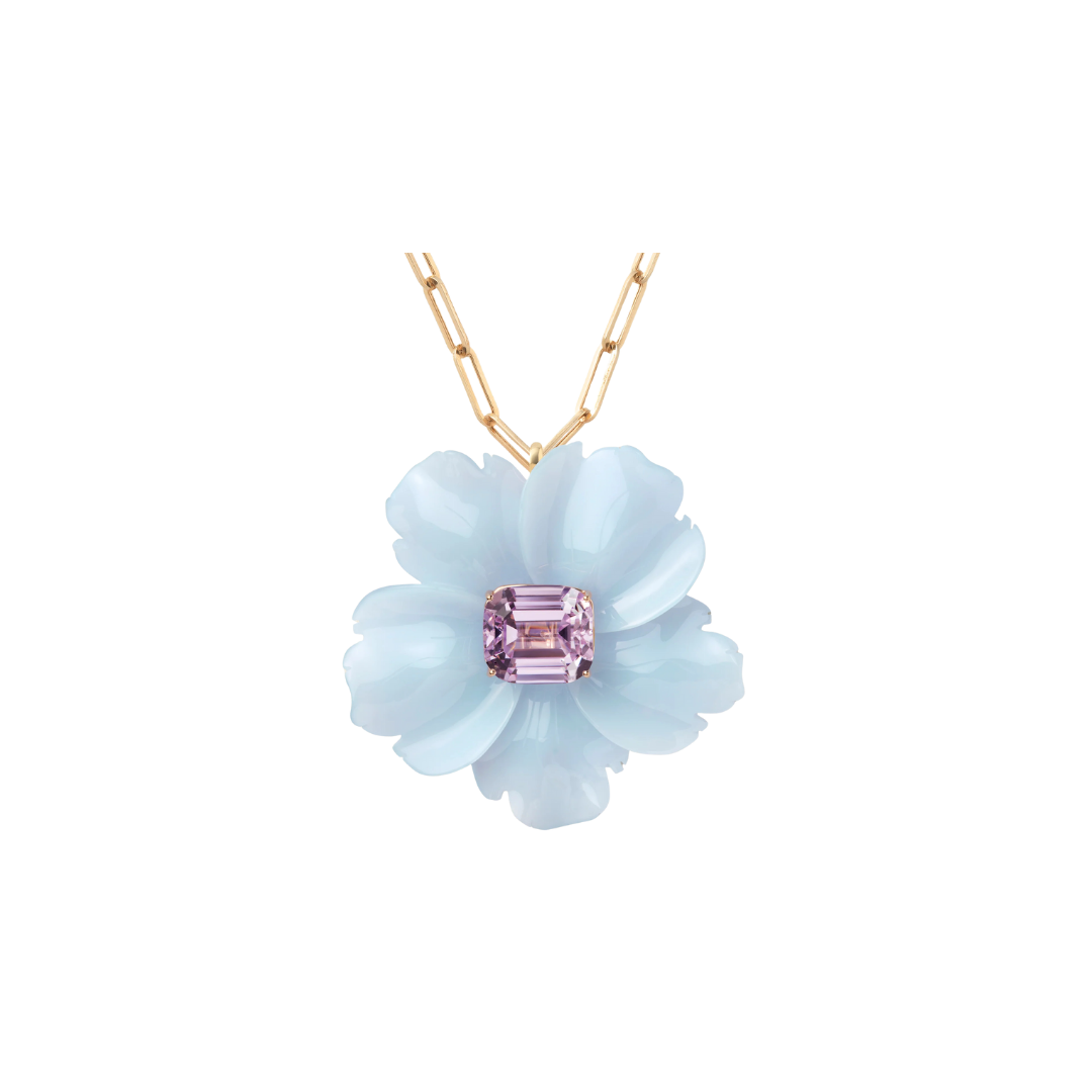Sophie Joanne- Reef Flower Pendant XXL Chalcedony Kunzite