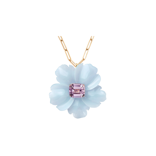 Sophie Joanne- Reef Flower Pendant XXL Chalcedony Kunzite