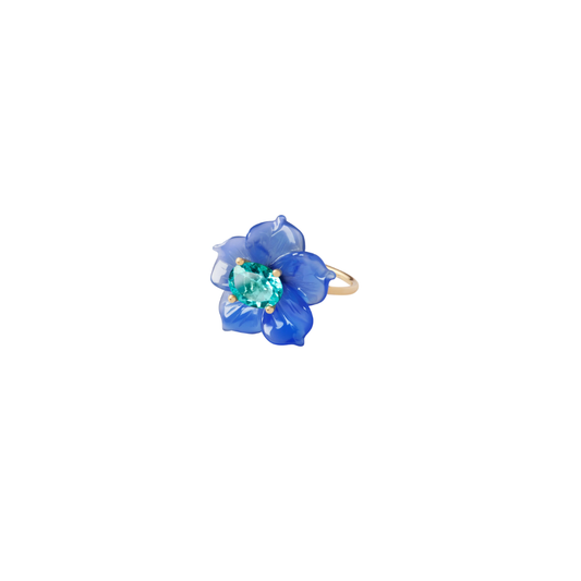 Sophie Joanne- Cesar Flower Ring Small Blue Agate Apatite