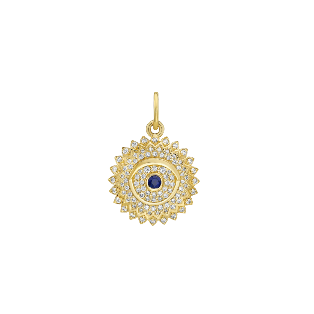 Lionheart- Soraya Small Sapphire Evil Eye Medallion – Henri Noël
