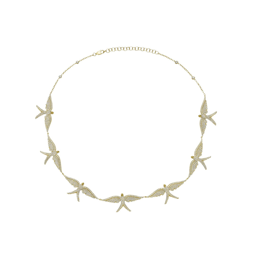 Lionheart- Wings of Love Diamond Swallow Necklace