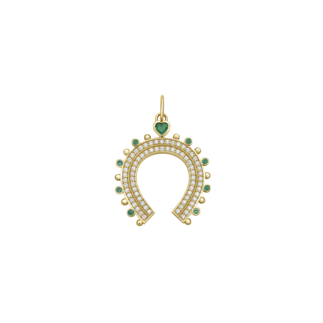 Lionheart- Lucky Emerald Heart Horseshoe Charm