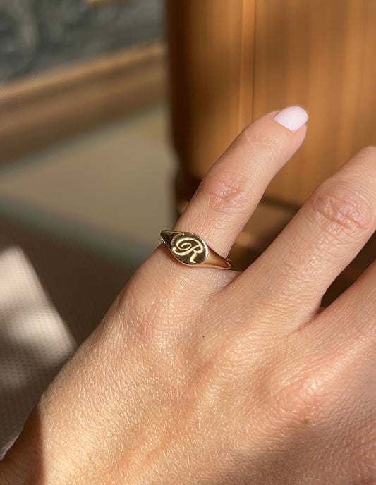gold initial signet ring