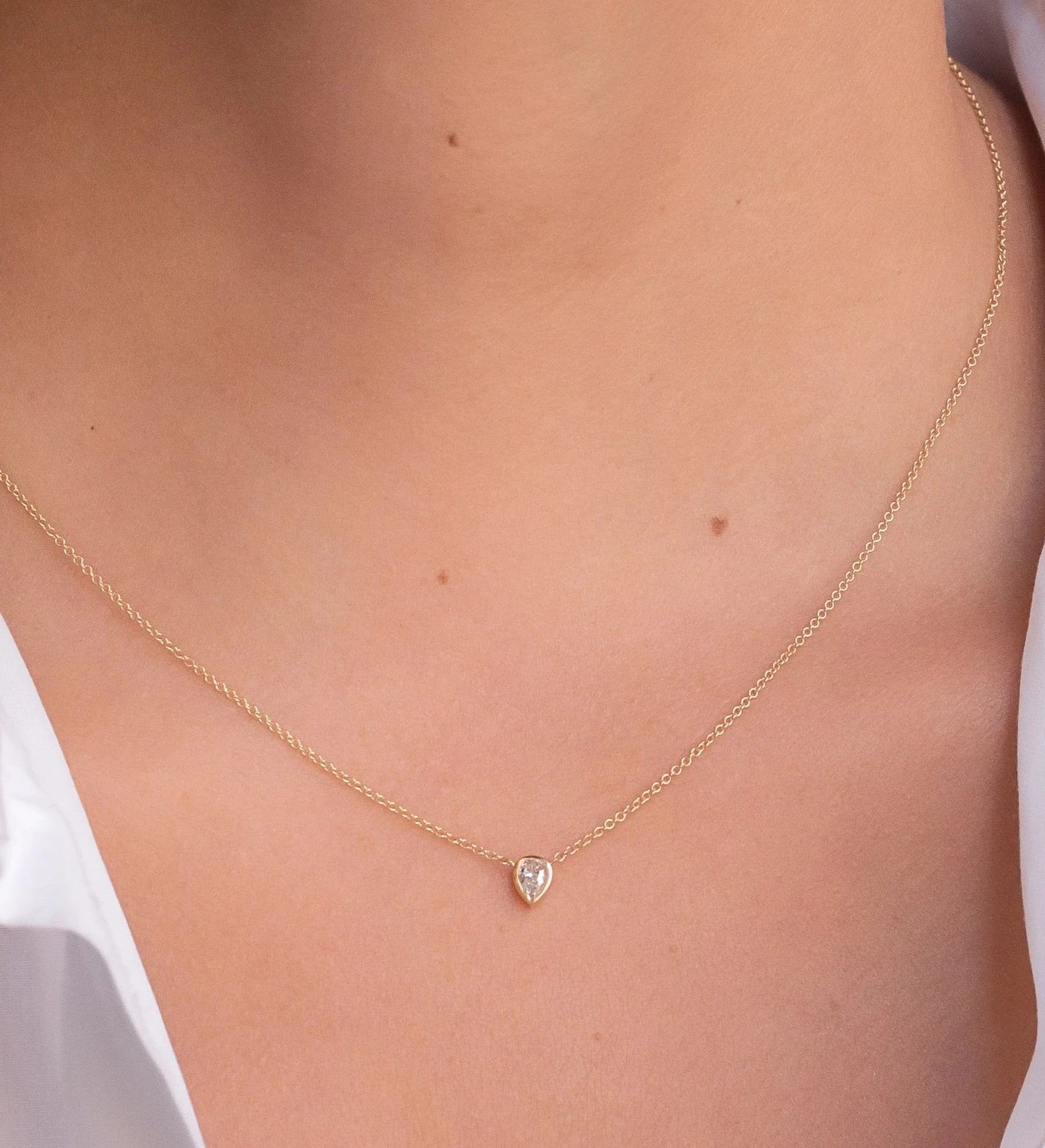 Diamond Bezel Pear Necklace