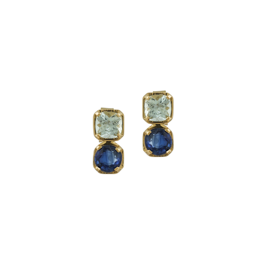 Kyanite and Aquamarine Studs – Henri Noël