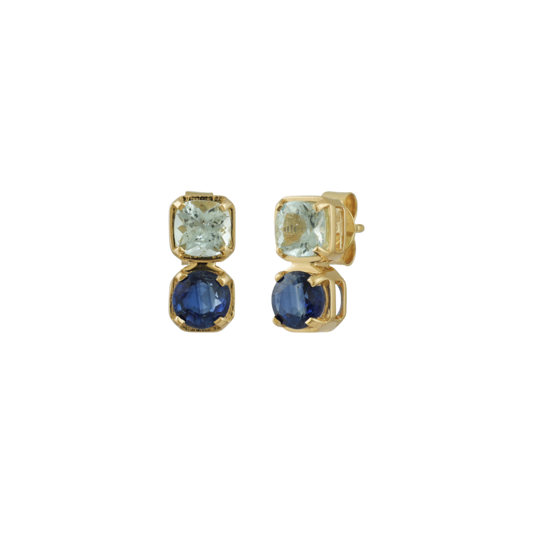 Kyanite and Aquamarine Studs – Henri Noël