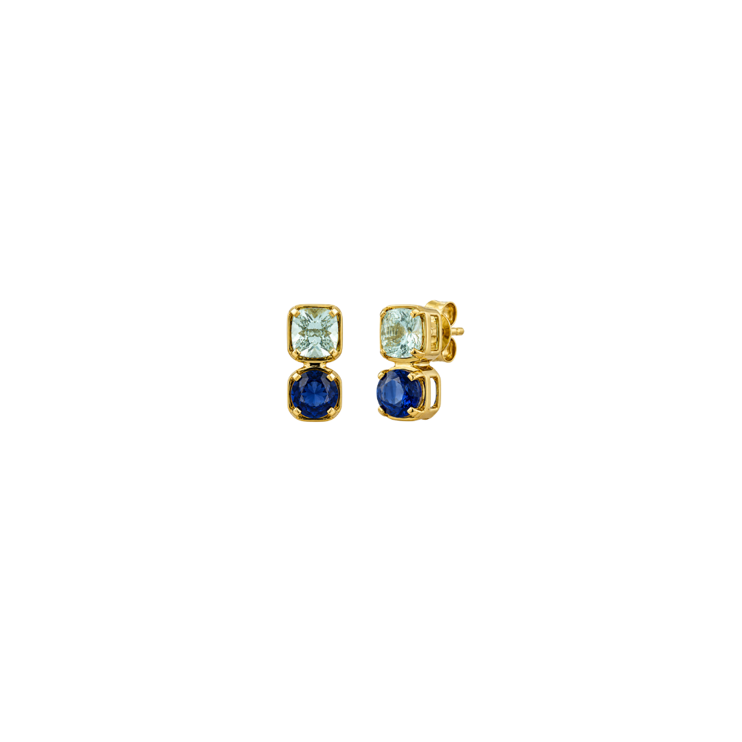 Kyanite and Aquamarine Studs – Henri Noël