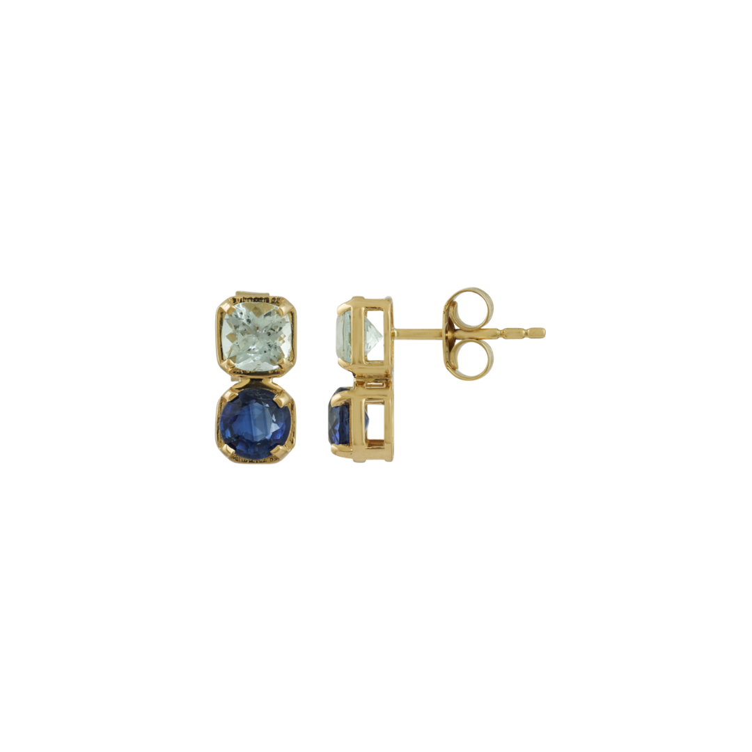 Kyanite and Aquamarine Studs – Henri Noël