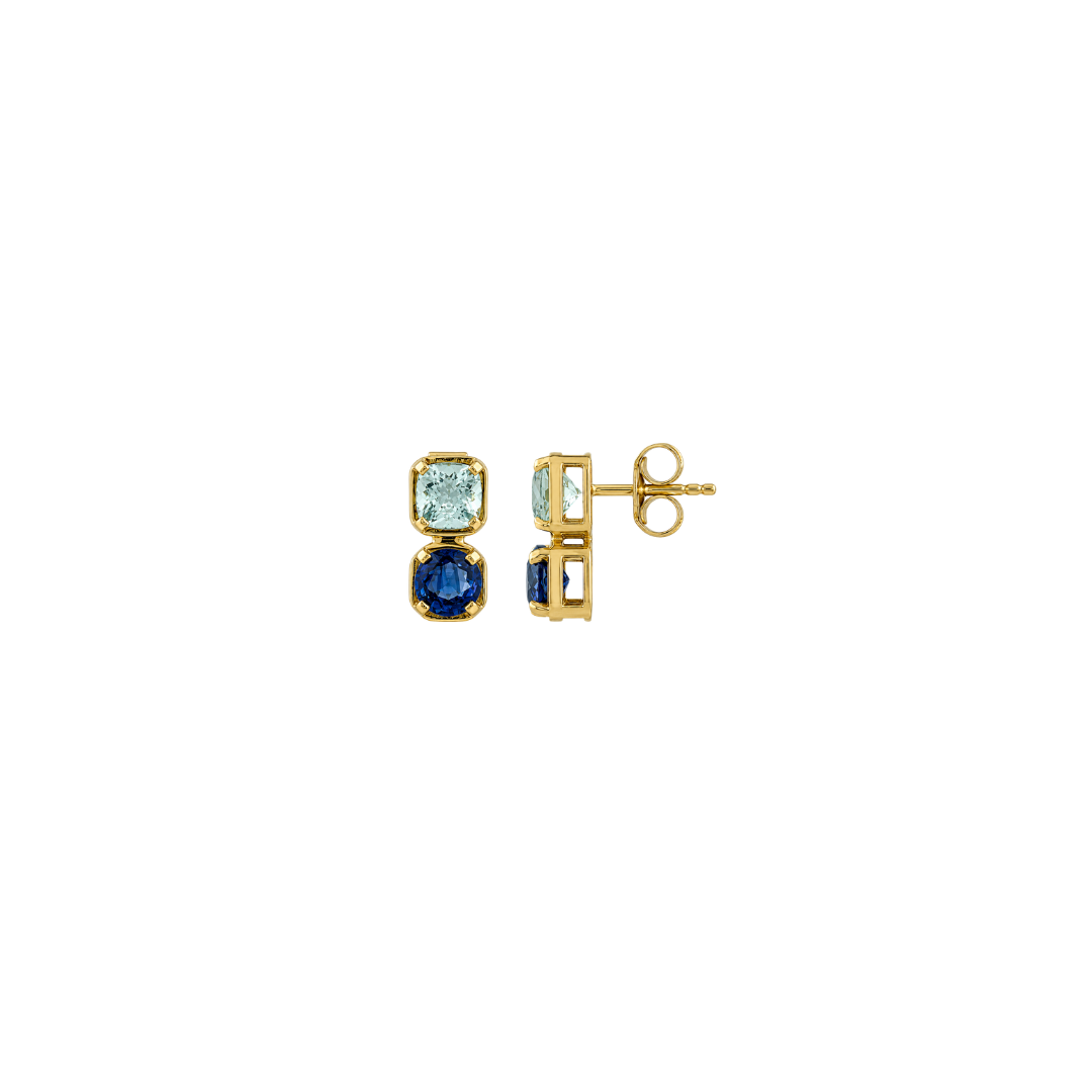 Kyanite and Aquamarine Studs – Henri Noël
