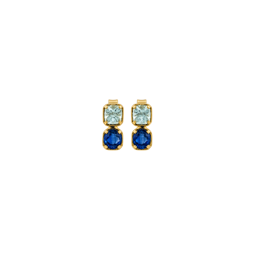 Kyanite and Aquamarine Studs – Henri Noël