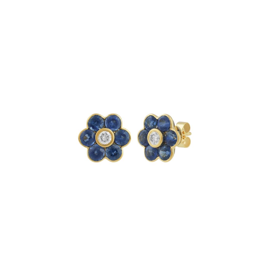 Kyanite and Diamond Flower Earrings – Henri Noël