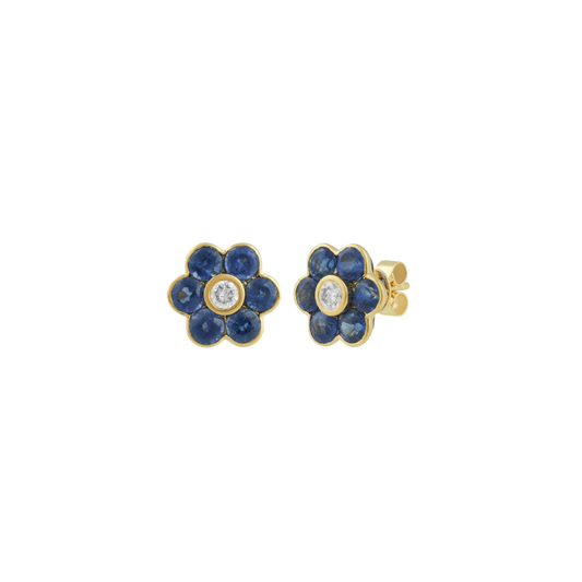 Kyanite and Diamond Flower Earrings – Henri Noël