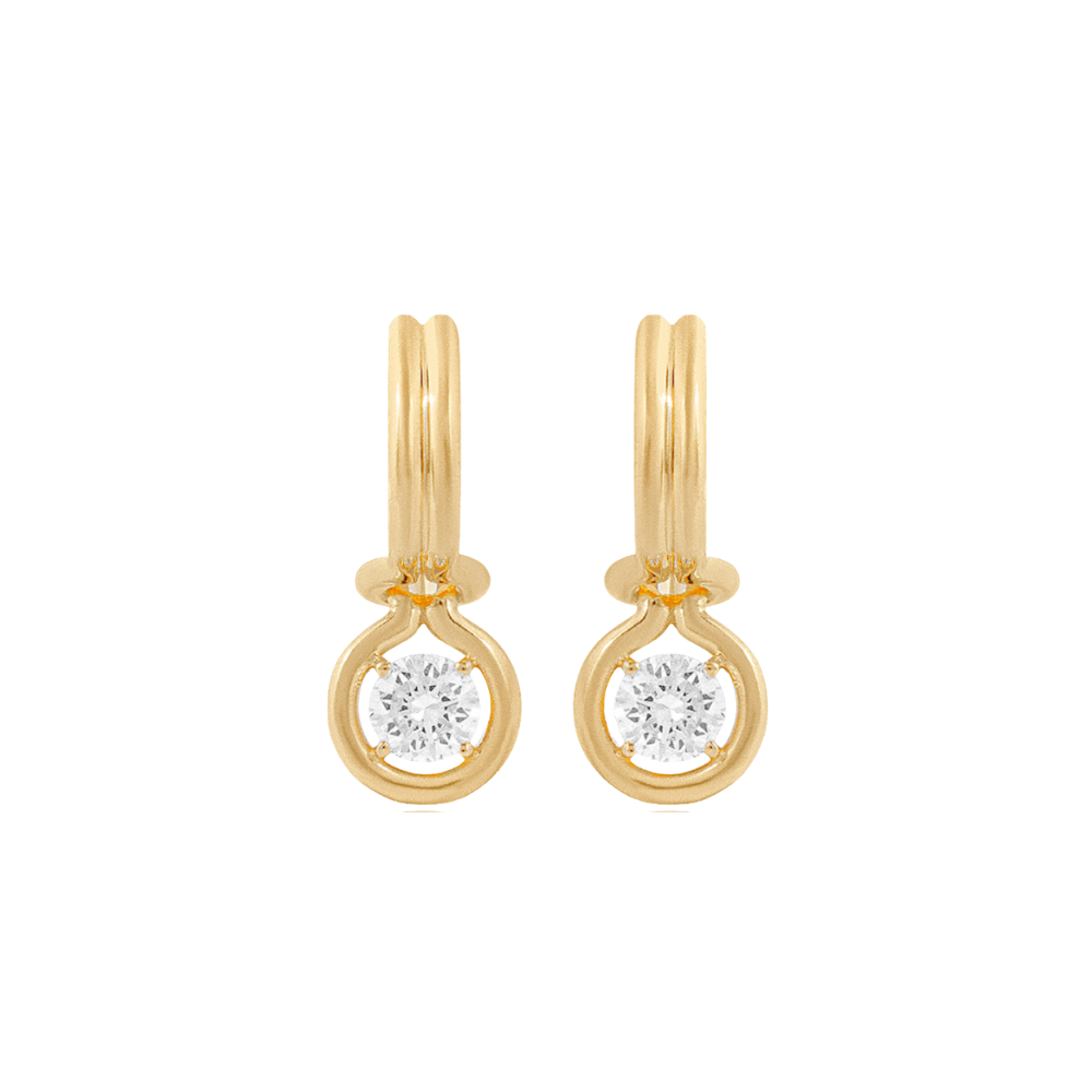 Large Diamond Bezel Drop Huggies – Henri Noël