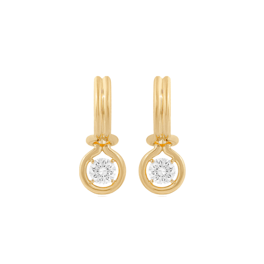 Large Diamond Bezel Drop Huggies – Henri Noël