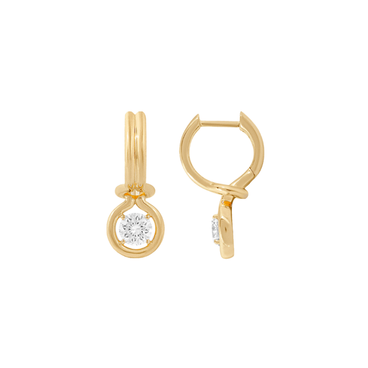 Large Diamond Bezel Drop Huggies – Henri Noël