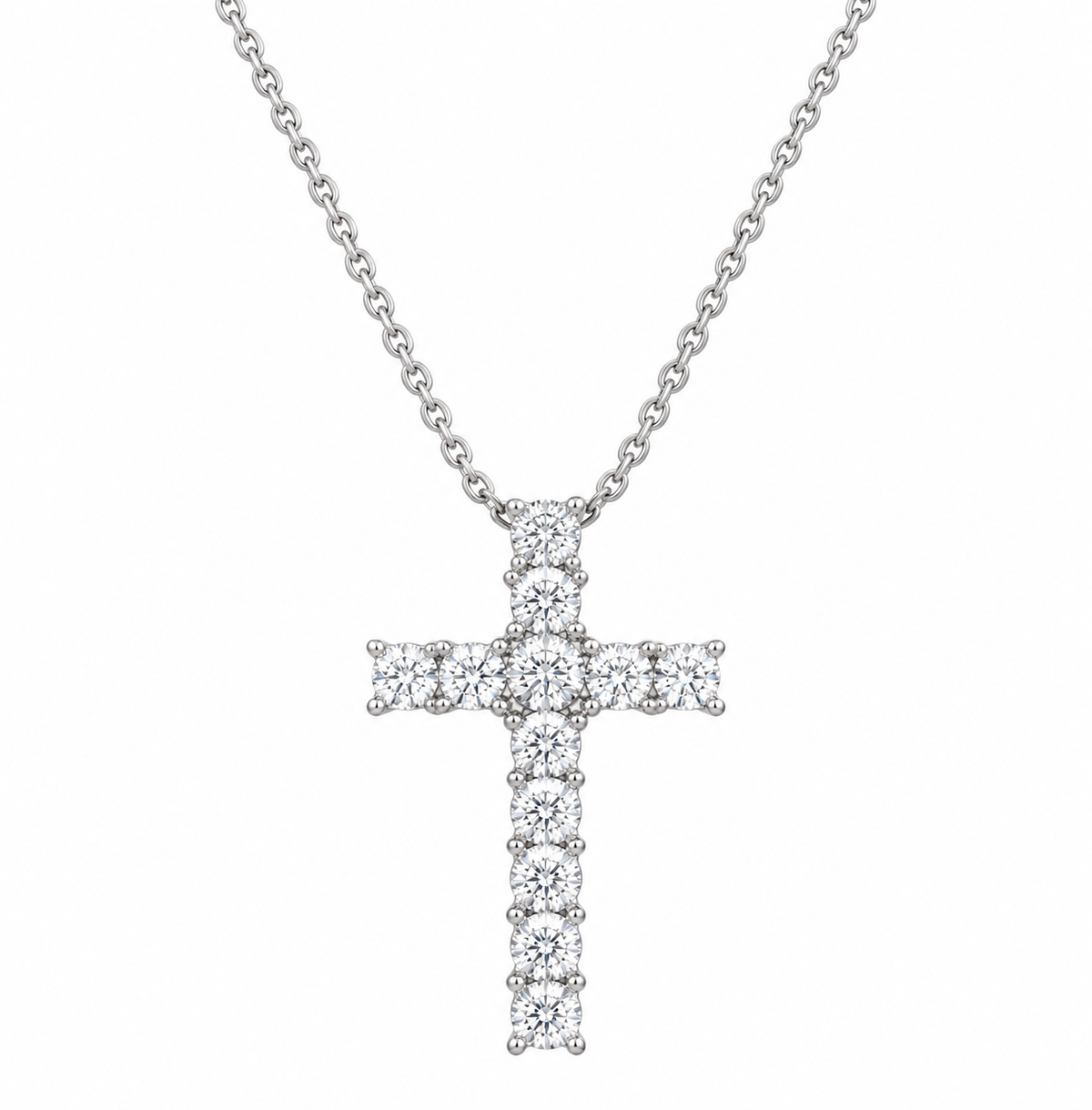 Large Diamond Cross Necklace – Henri Noël