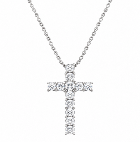 Large Diamond Cross Necklace – Henri Noël