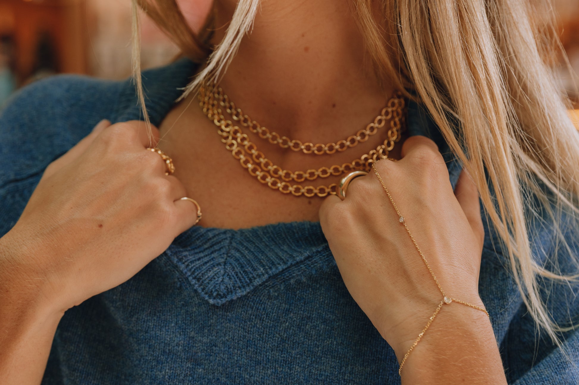 Lawson Bezel Diamond Hand Chain – Henri Noël