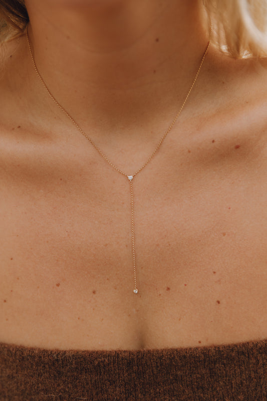 Lawson Twin Diamond Bezel Lariat – Henri Noël