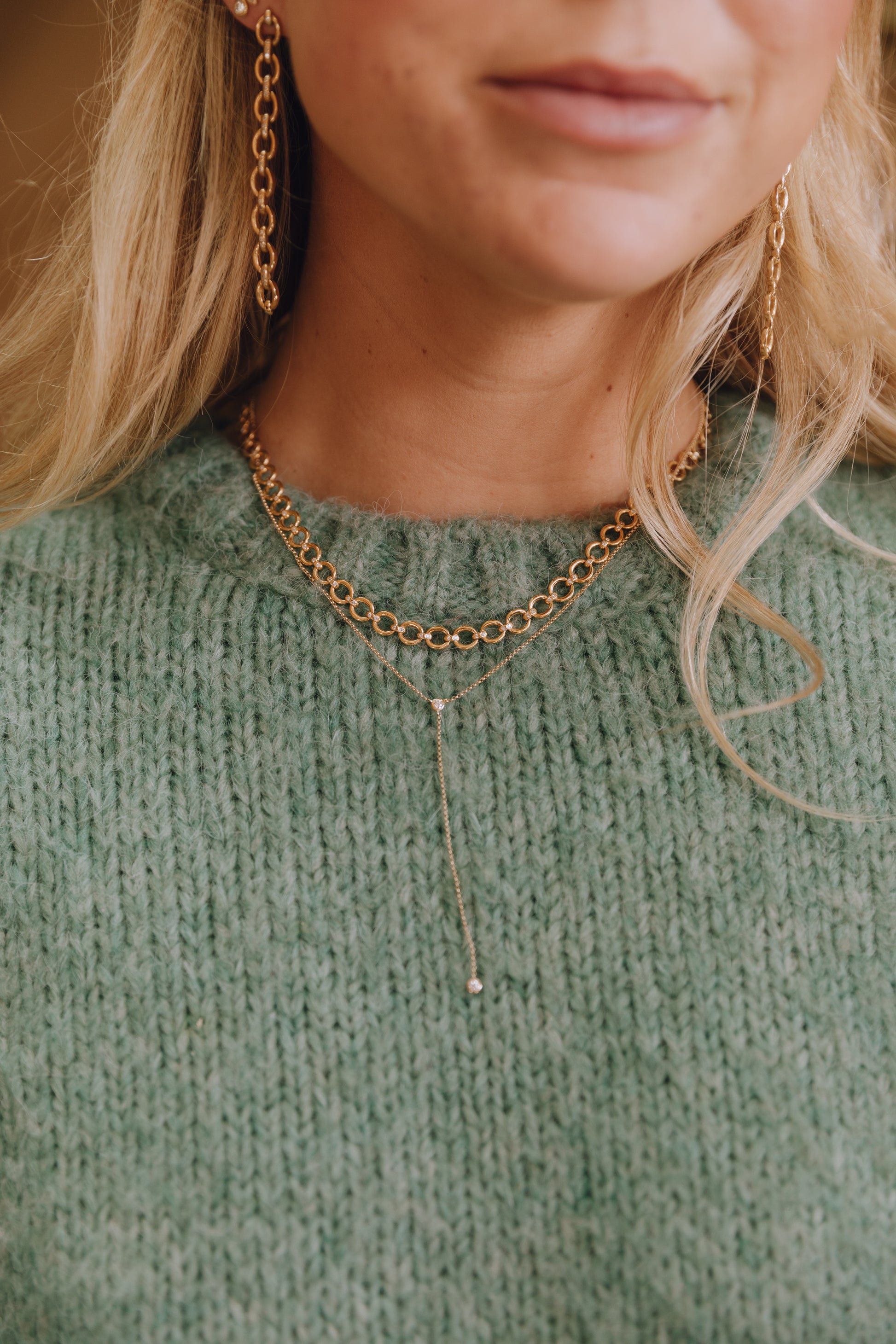 Lawson Twin Diamond Bezel Lariat – Henri Noël