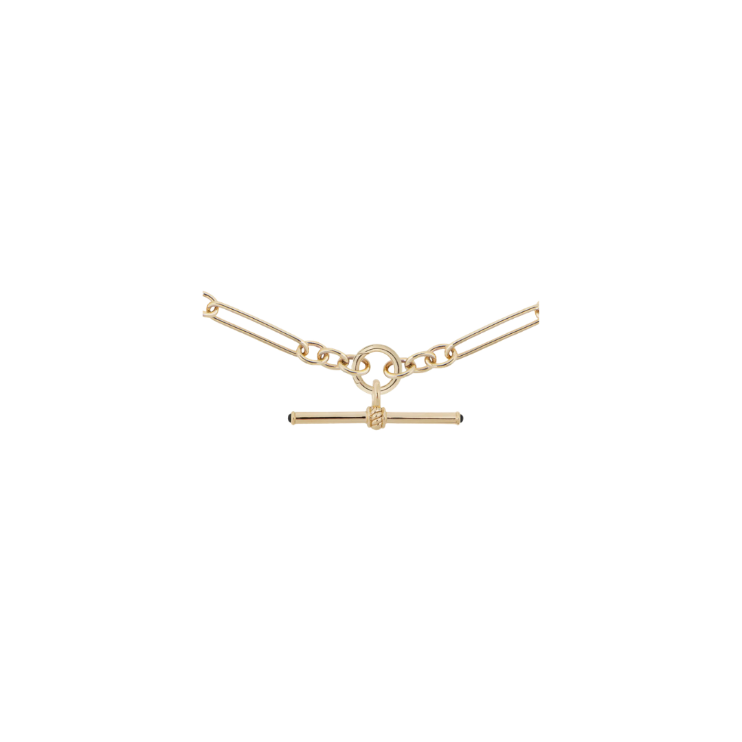 Lucy Delius- Gold T-Bar with Blue Sapphire Cabochons
