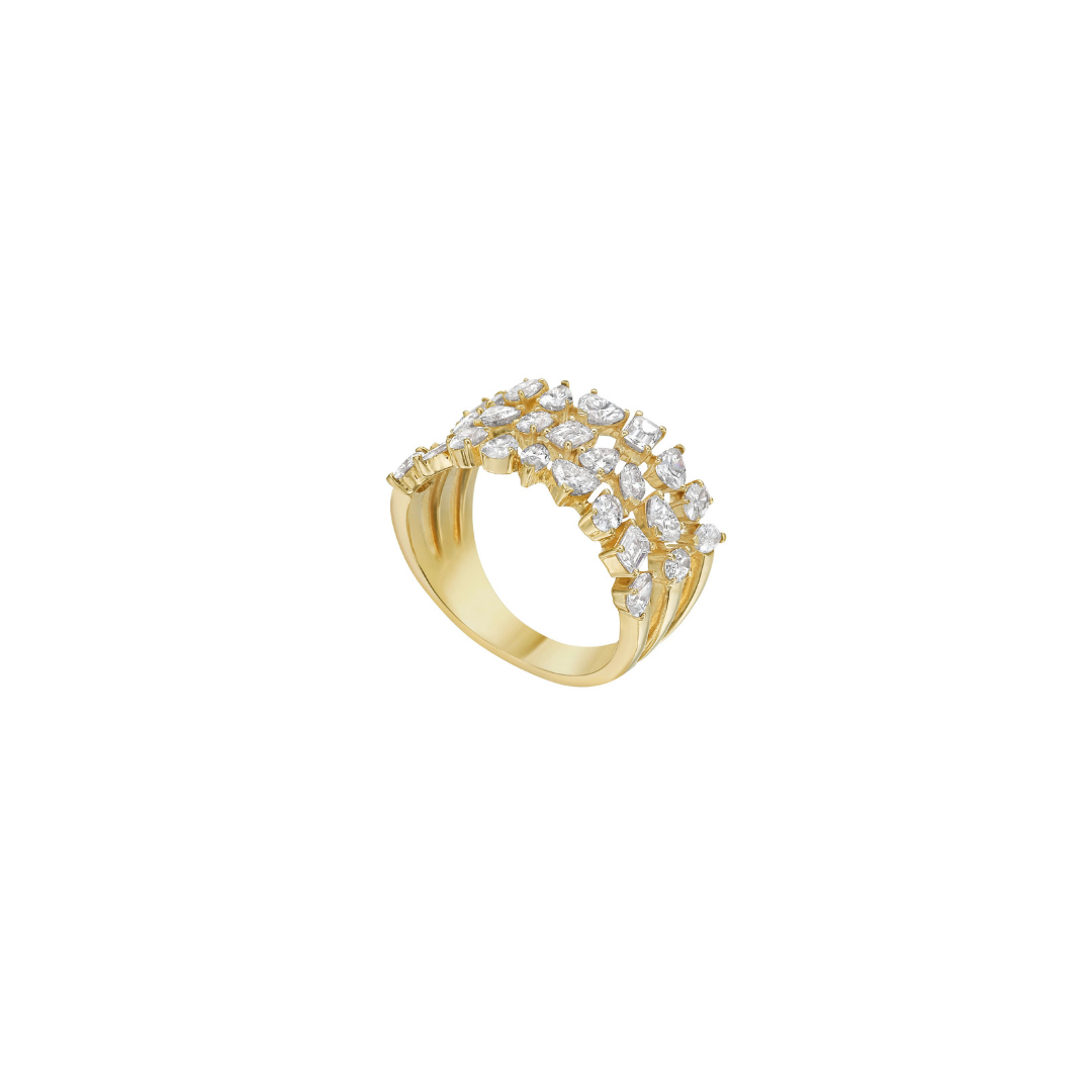 Lionheart- Fancy Cut Triple Row Diamond Ring – Henri Noël