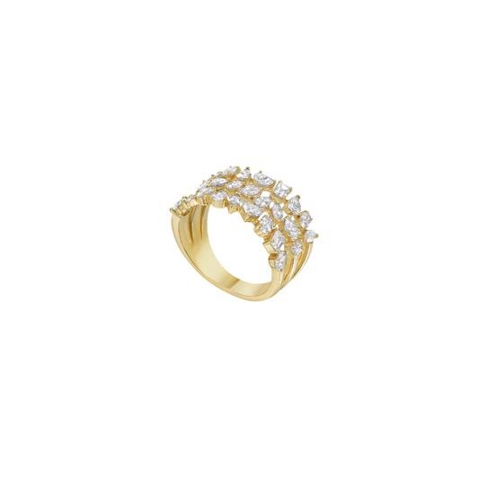 Lionheart- Fancy Cut Triple Row Diamond Ring
