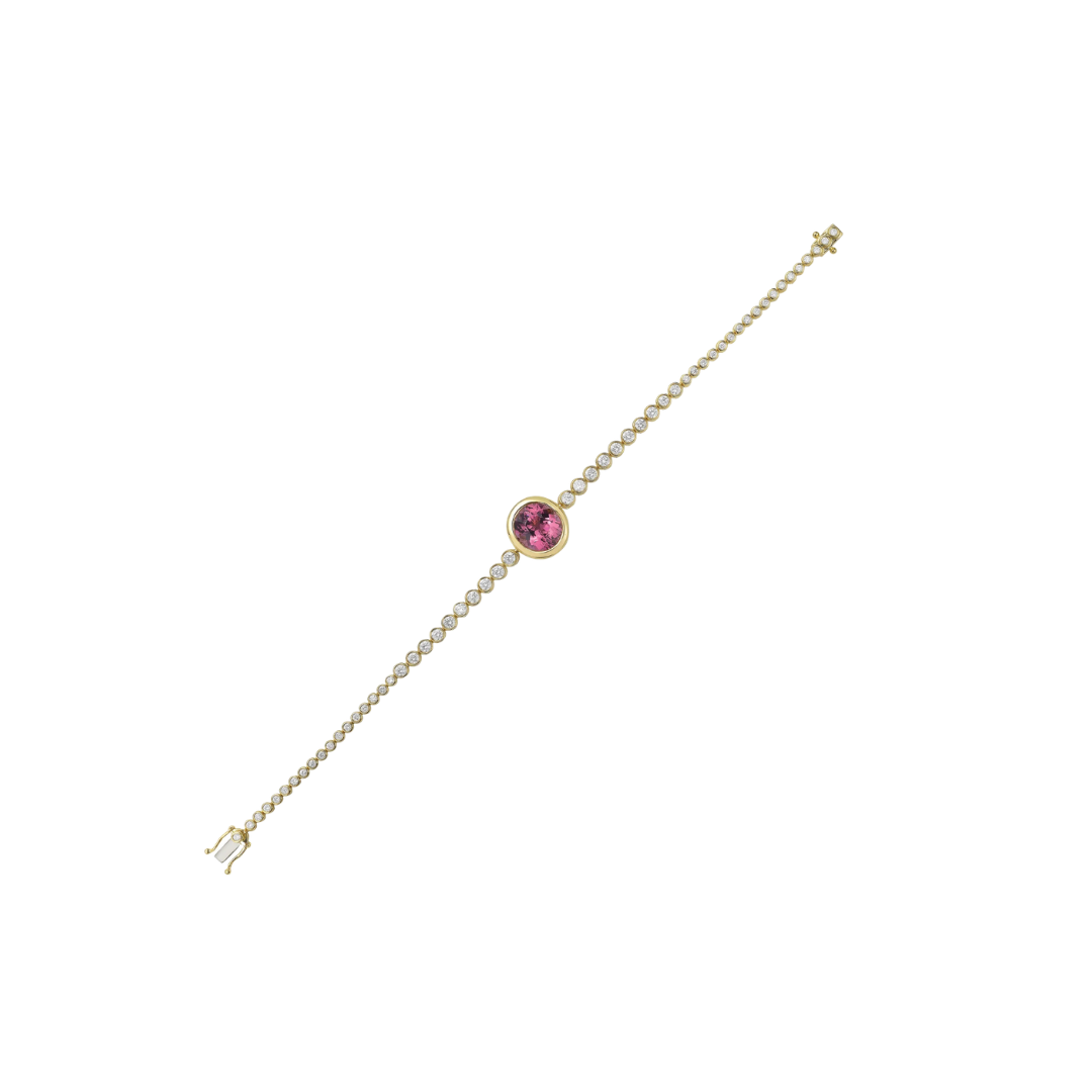 Lionheart- Reign Bezel Set Pink Tourmaline and Diamond Tennis Bracelet