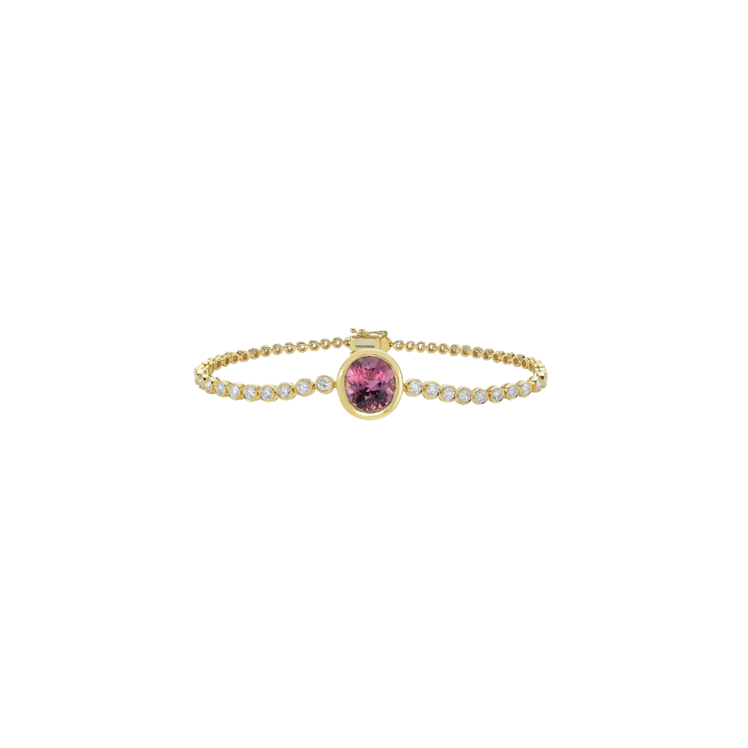 Lionheart- Reign Bezel Set Pink Tourmaline and Diamond Tennis Bracelet