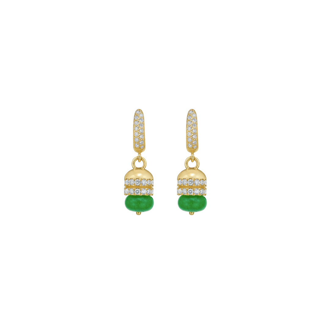 Lionheart- Rondelle Green Agate Bead Earrings