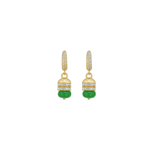Lionheart- Rondelle Green Agate Bead Earrings