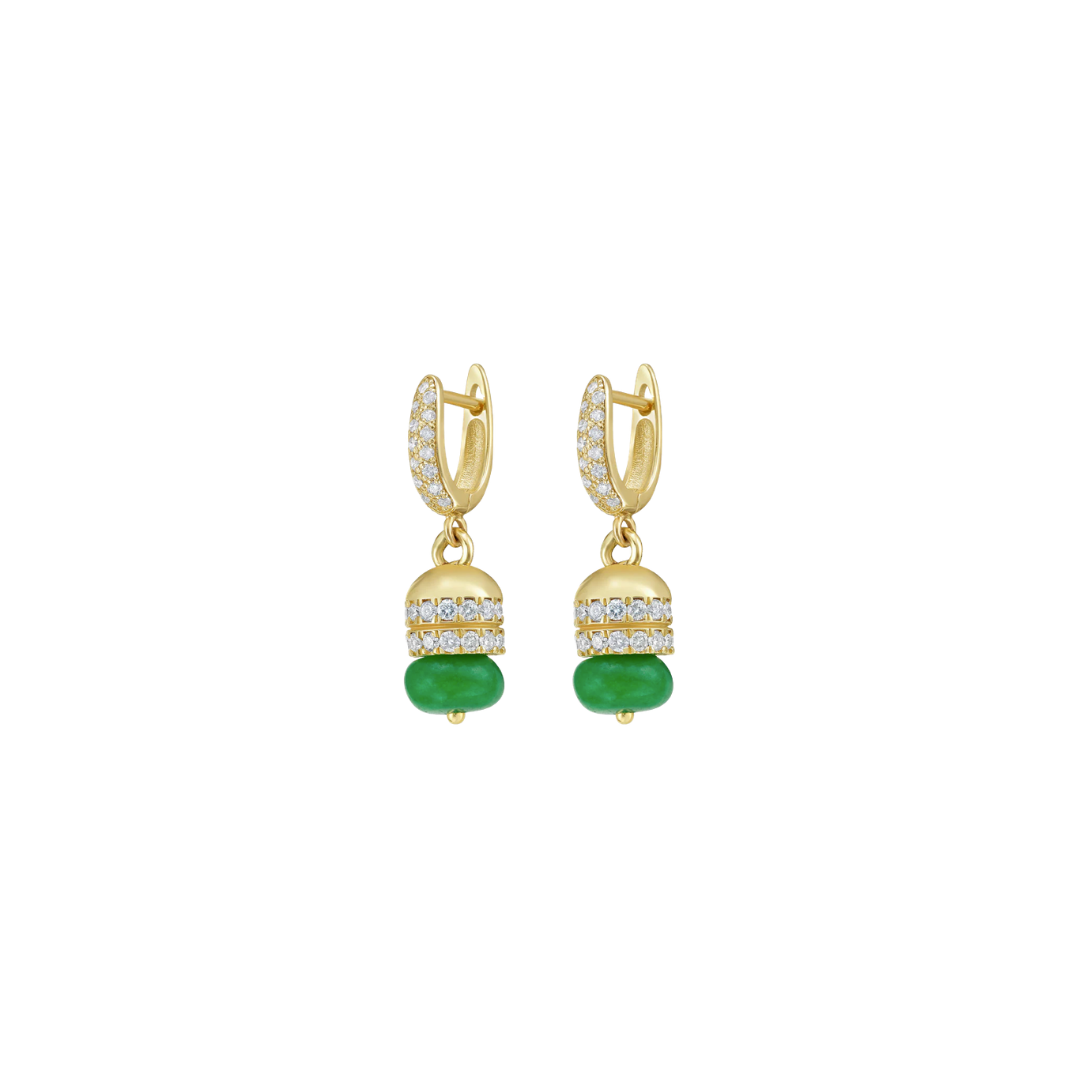 Lionheart- Rondelle Green Agate Bead Earrings