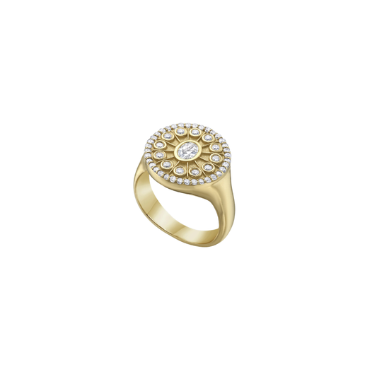 Lionheart- Serenity Diamond Signet Ring – Henri Noël