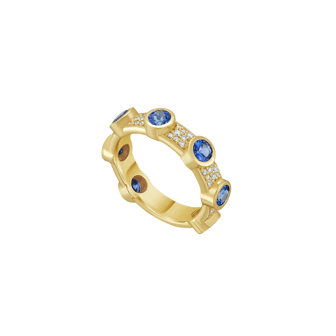 Lionheart- Aurelia Blue Sapphire and Diamond Stackable Ring – Henri Noël