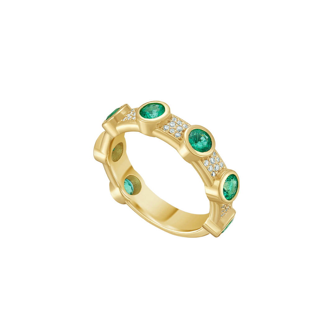 Lionheart- Aurelia Emerald and Diamond Stackable Ring – Henri Noël