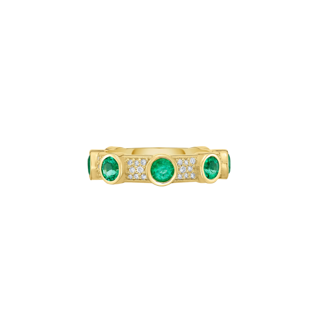 Lionheart- Aurelia Emerald and Diamond Stackable Ring – Henri Noël