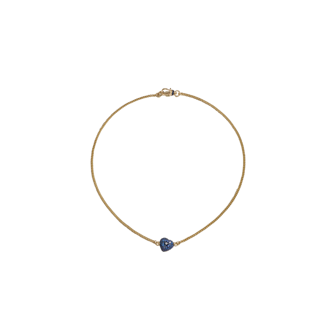 Lucy Delius- Blue Sapphire Pave Chubby Love Necklace
