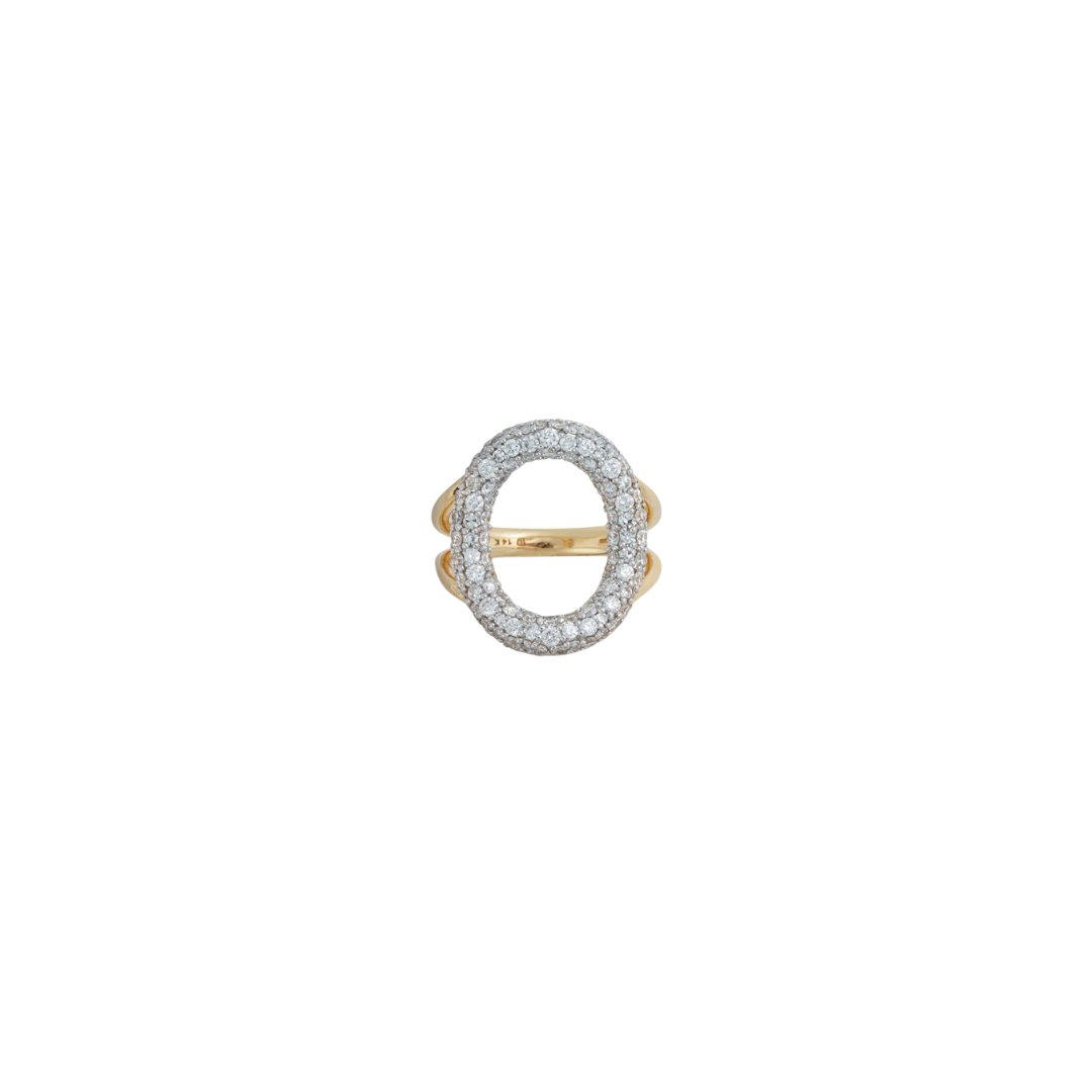 Lucy Delius- Modern Finish Diamond Pave Oval Ring