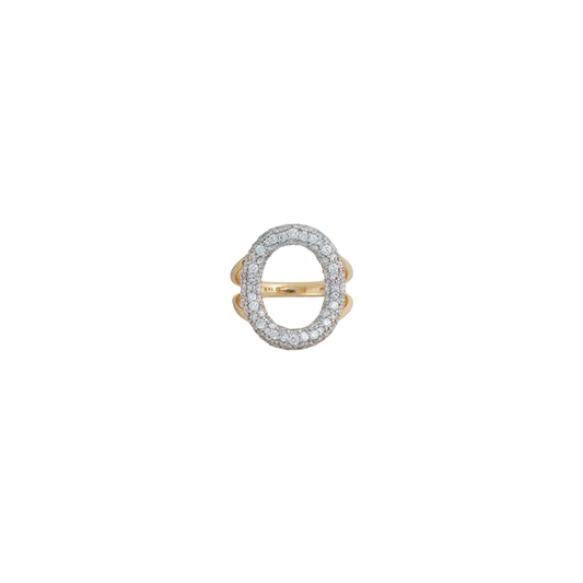 Lucy Delius- Modern Finish Diamond Pave Oval Ring