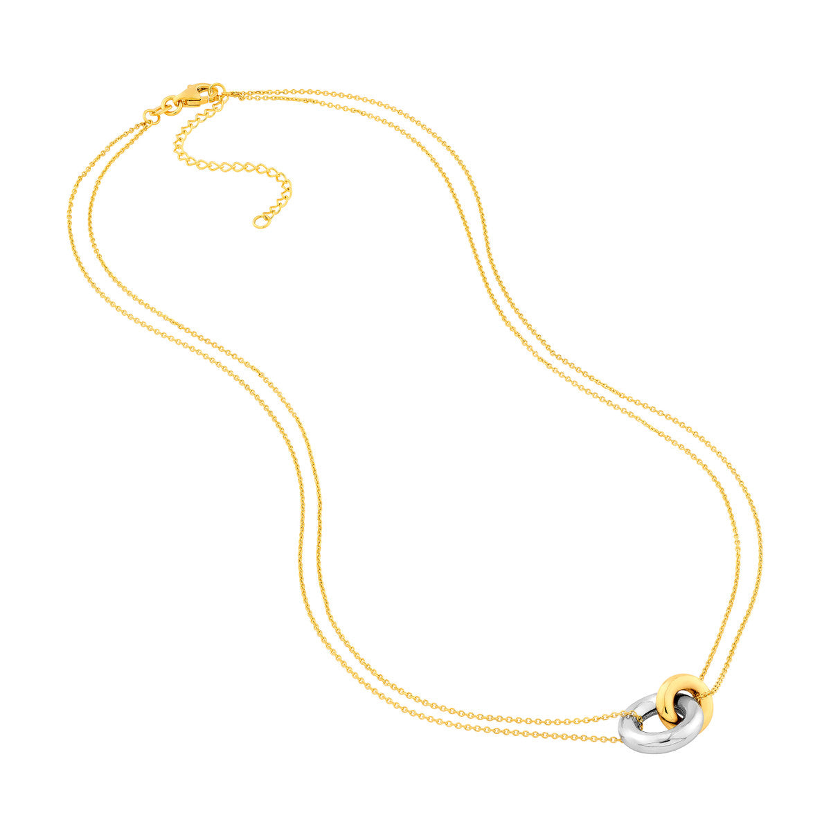Two Tone Double Chain Interlocking Circle Necklace